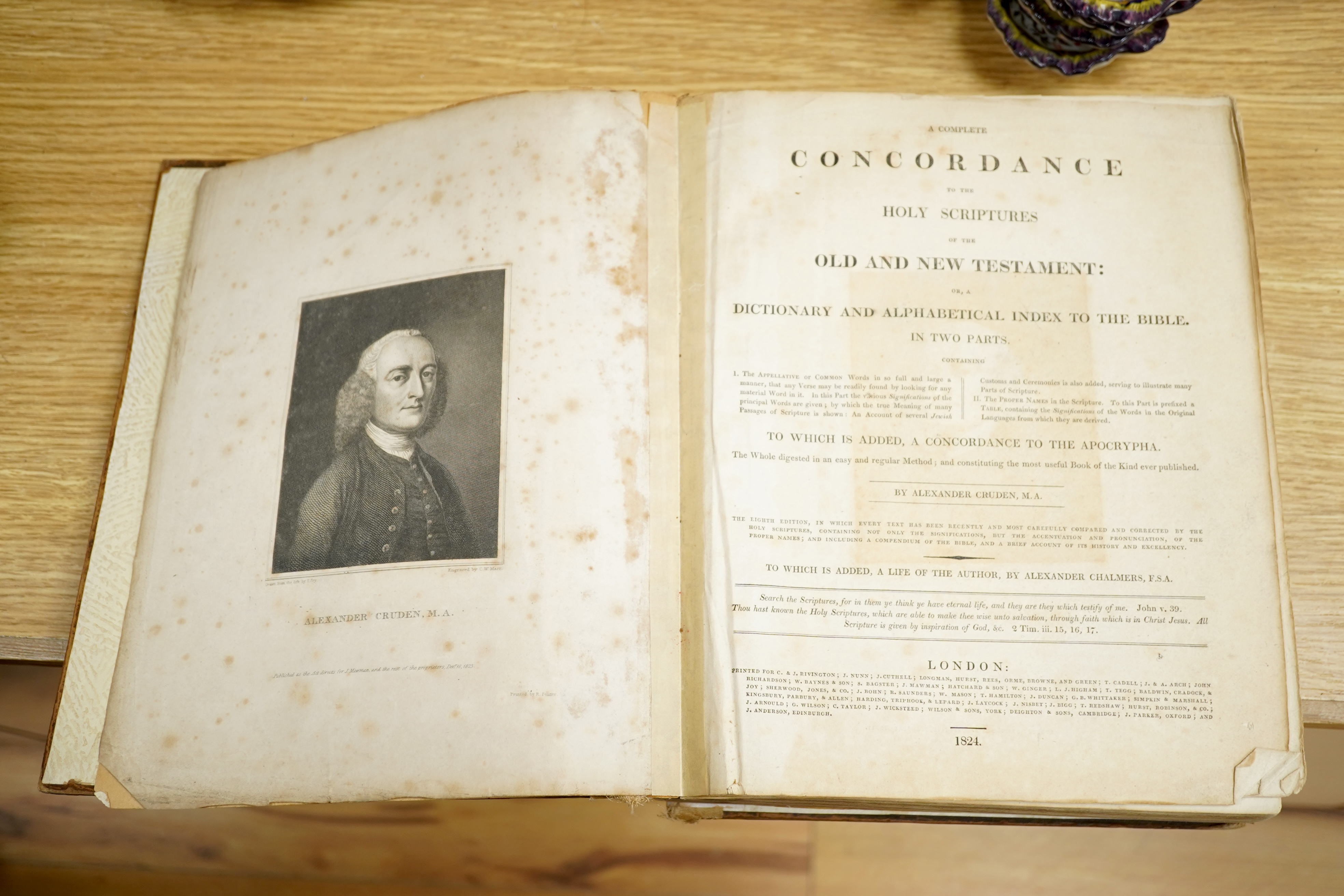 Cruden, Alexander - A Complete Concordance to the Holy Scriptures ... or a Dictionary and Alphabetical Index to the Bible ... to which is added, a Life of the Author, by Alexandere Chalmers ... portrait frontis.; old cal